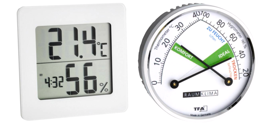 Digitale en analoge hygrometer
